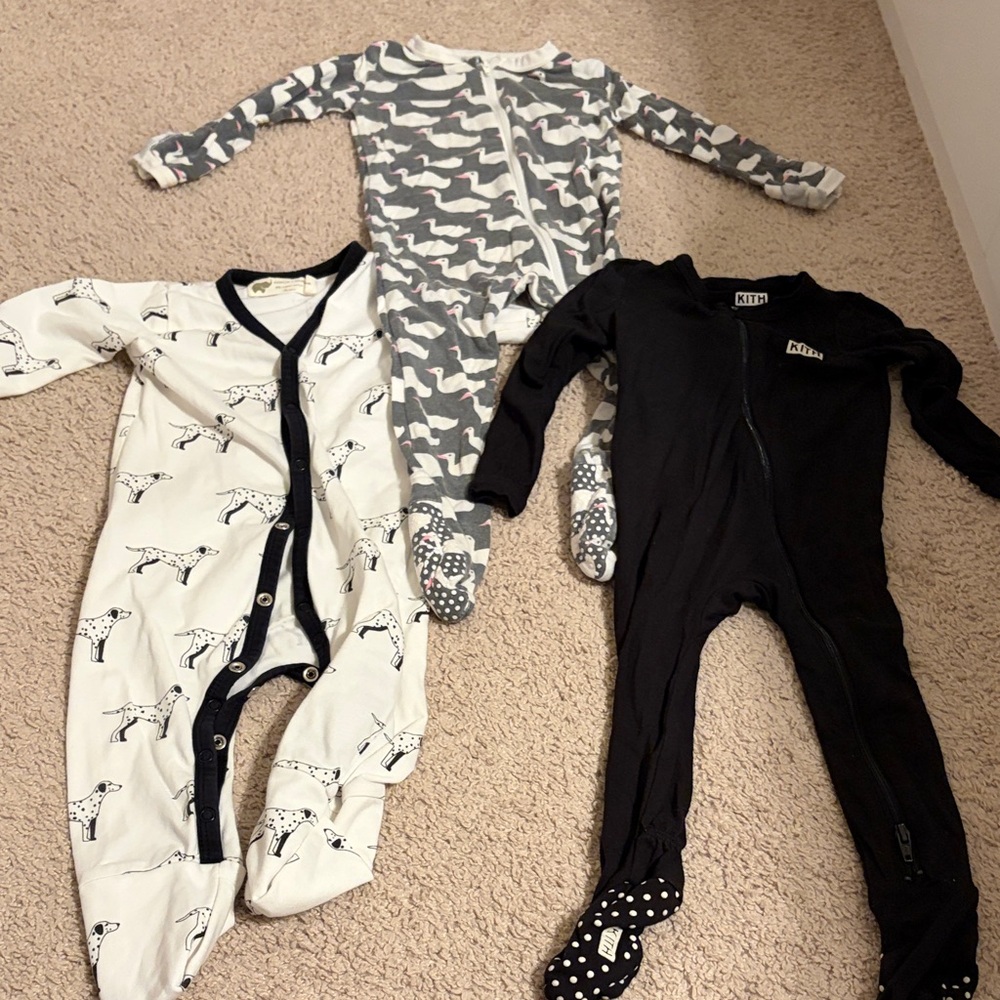 Pajama Bundle left 3-6 months middle 6-9 months right 3-6 months